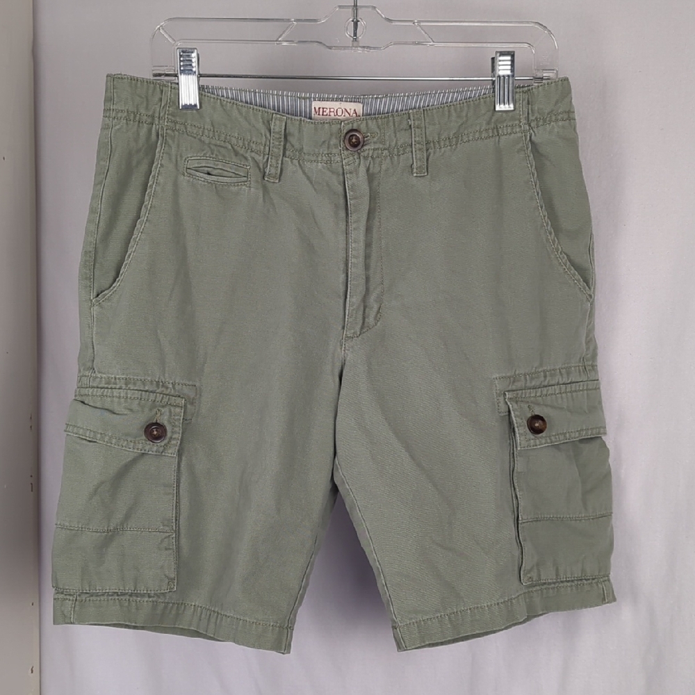 MERONA Men's 32 Green Cotton Cargo Shorts